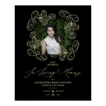 Hand Lettered Flourish Black Wedding Memorial