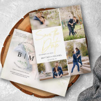 Hand Lettered Foil Collage Save The Date