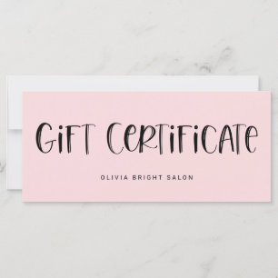 Hand Lettered Font Pale Pink   Gift Certificate
