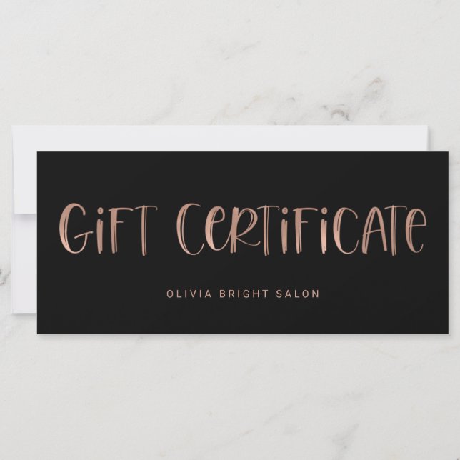 Hand Lettered Font Rose Gold | Gift Certificate (Front)