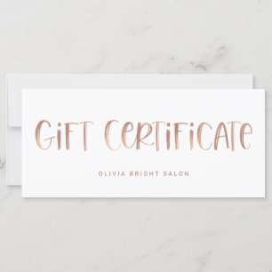 Hand Lettered Font Rose Gold   Gift Certificate