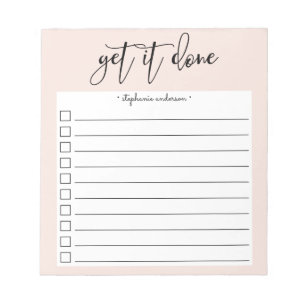 Hand-Lettered Get it Done Personalized Blush Pink Notepad