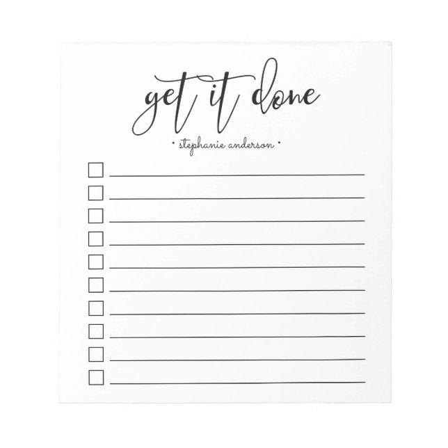 Hand-Lettered Get it Done Personalized Notepad (Front)
