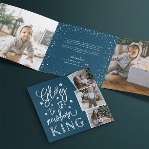 Hand Lettered Glory   Multi Photo Tri-Fold Holiday Card