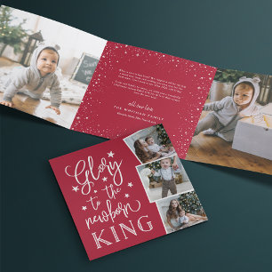 Hand Lettered Glory   Multi Photo Tri-Fold Holiday Card