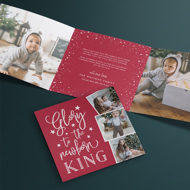 Hand Lettered Glory | Multi Photo Tri-Fold Holiday Card (Creator Uploaded)
