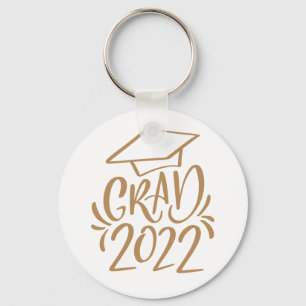 Hand-lettered Grad 2022 Cap Gold Keychain