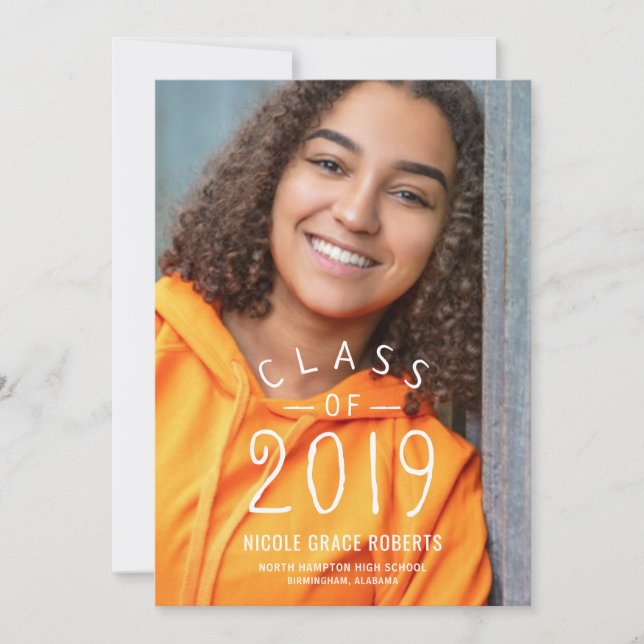 Hand Lettered Graduation Party Photo Announcement (Front)