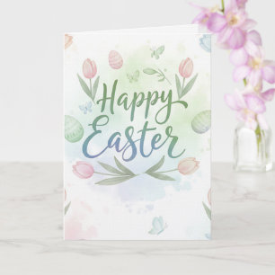 Hand-Lettered Happy Easter Watercolor Greeting Card