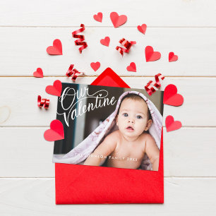 Hand lettered happy Valentine’s Day holiday phot Postcard