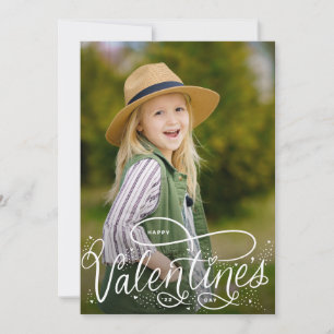 Hand-lettered Happy Valentine's Day Photo Holiday  Card