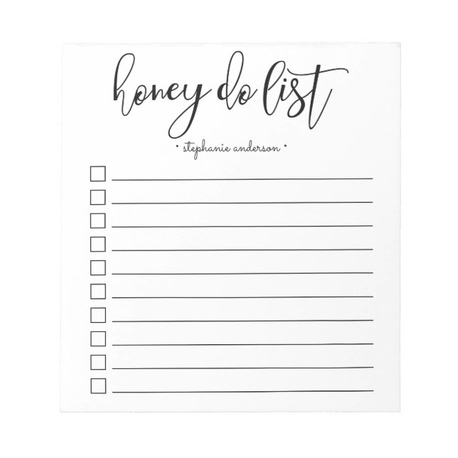 Hand-Lettered Honey Do List Personalized Notepad (Front)