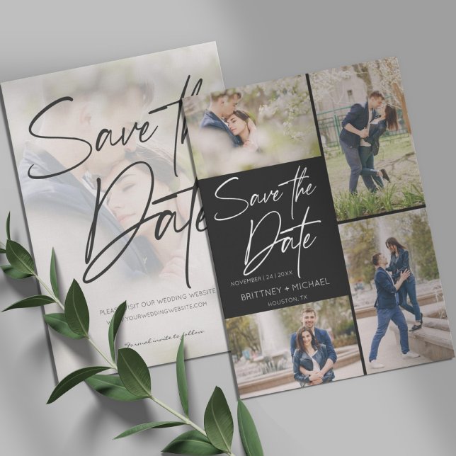Hand Lettered Image Collage Black Save The Date (Creator Uploaded)