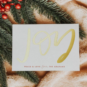 Hand-Lettered Joy Gold Foil Holiday Card