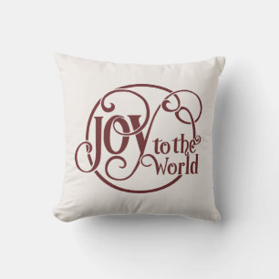 Hand-lettered Joy to the World script Christmas Throw Pillow