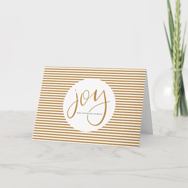 Hand Lettered Joy with Gold Pinstripe Card (Front)