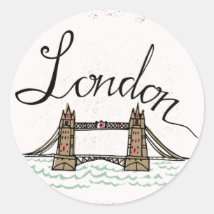 Hand Lettered London Bridge Classic Round Sticker