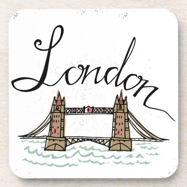 Hand Lettered London Bridge Coaster (Front)