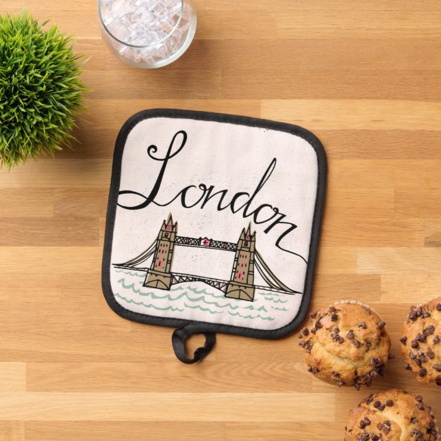 Hand Lettered London Bridge Pot Holder (Top Down)