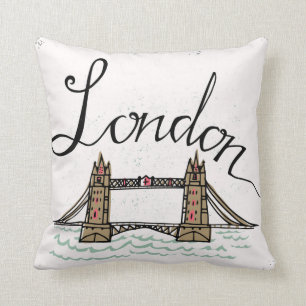 Hand Lettered London Bridge Throw Pillow