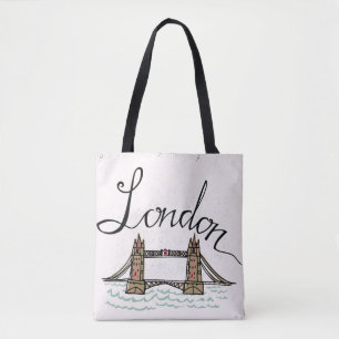 Hand Lettered London Bridge Tote Bag