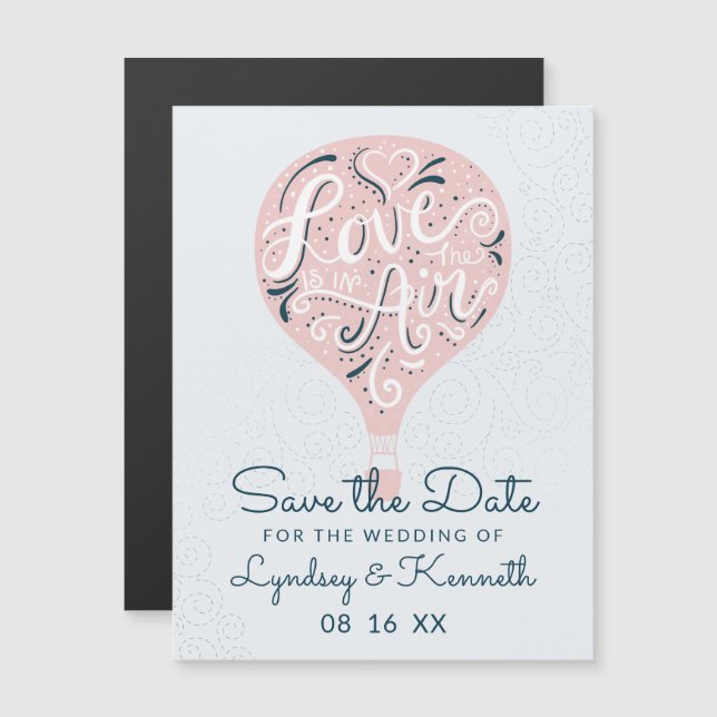 Hand Lettered Love Baby Pink Balloon Save the Date (Front/Back)