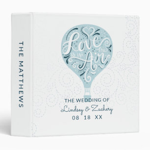 Hand Lettered Love Blue Wedding Photo Album Binder