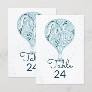 Hand Lettered Love Blue Wedding Table Numbers