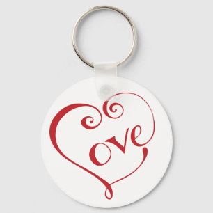 Hand Lettered Love Heart in Red Keychain
