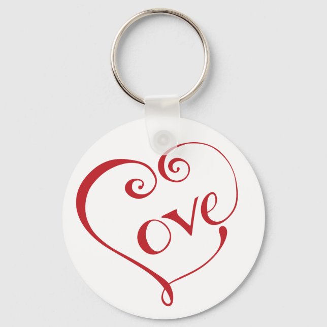 Hand Lettered Love Heart in Red Keychain (Front)