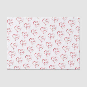 Hand Lettered Love Heart in Red Tissue Paper