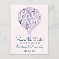 Hand Lettered Love Lavender Balloon Save the Date