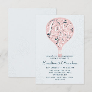 Hand Lettered Love Pink Balloon Engagement Party Invitation