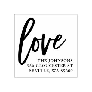 Hand Lettered Love Script   Personalized Rubber Stamp