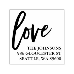 Hand Lettered Love Script Personalized Self-inking Stamp