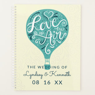 Hand Lettered Love Teal Aqua Hot Air Wedding Plans Planner