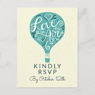 Hand Lettered Love Teal Wedding Meal Choice RSVP Postcard