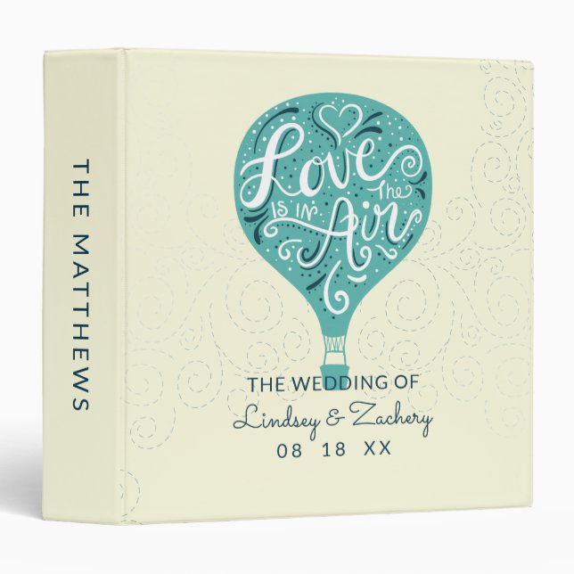 Hand Lettered Love Teal Wedding Photo Album Binder (Front/Spine)