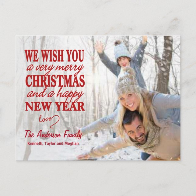 Hand Lettered Merry Christmas Full-Photo Postcard (Front)