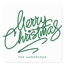 HAND-LETTERED MERRY CHRISTMAS | HOLIDAY STICKER