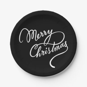HAND-LETTERED MERRY CHRISTMAS   PARTY PLATE