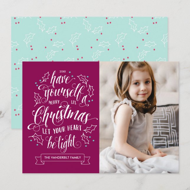 Hand Lettered Merry Li'l Christmas 1 Photo Holiday (Front/Back)