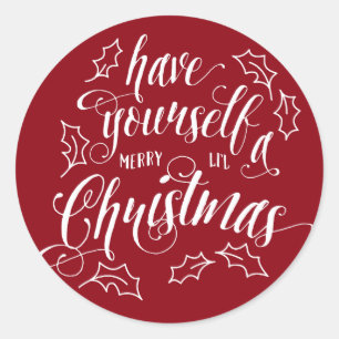 Hand Lettered Merry Li'l Christmas Holiday Classic Round Sticker