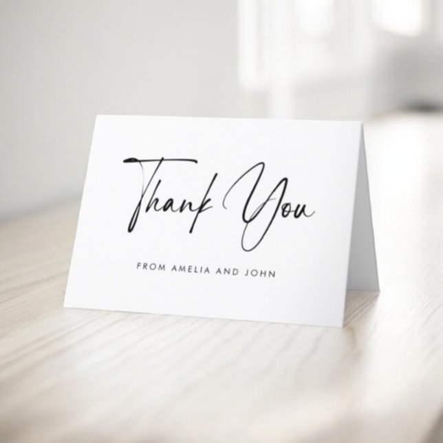 Hand Lettered Minimalist Elegant Photo Thank You Card (Creator Uploaded)