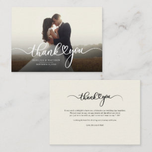 Hand Lettered Modern Wedding Photo Thank You Card