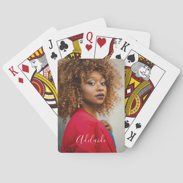 Hand Lettered Name Personalized Photo  Bicycle Pla Playing Cards (Back)