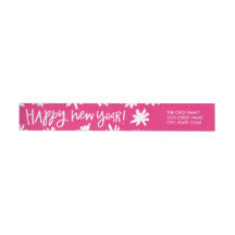 Hand Lettered New Year Wraparound Label - Pink