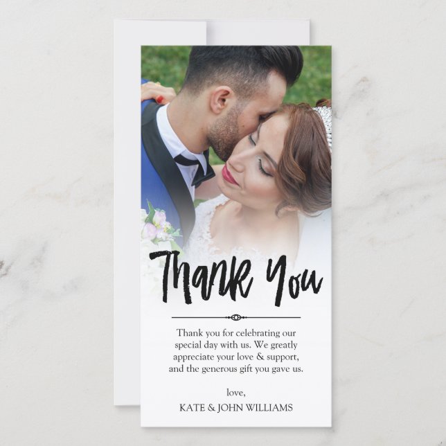Hand Lettered Overlay Thank You Wedding Photo (Front)