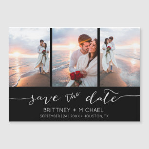 Hand Lettered Photo Black Save the Date