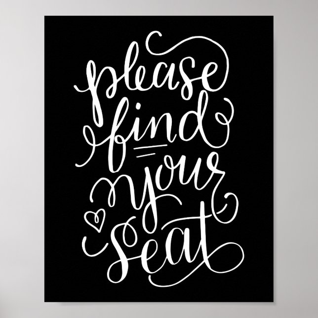 Hand Lettered Please Find Your Seat Sign (Front)